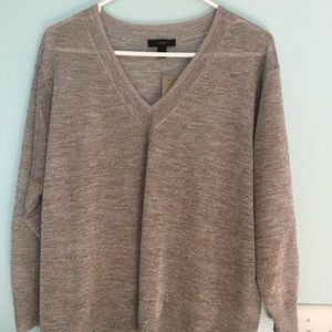JCrew NWT knit top L metallic silver
